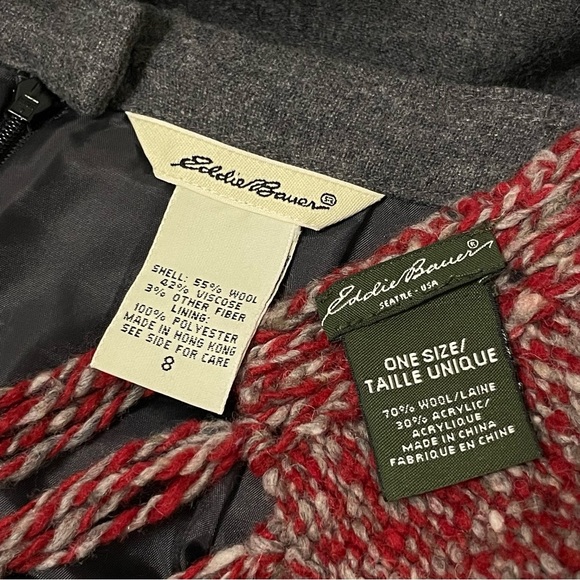 Eddie Bauer ❄️ Winter Warm Wool Blend Fringe Skirt & Scarf Bundle Sz 8/M - Picture 11 of 11